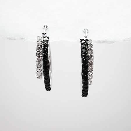 Black and White Cubic Zirconia Double Hoops